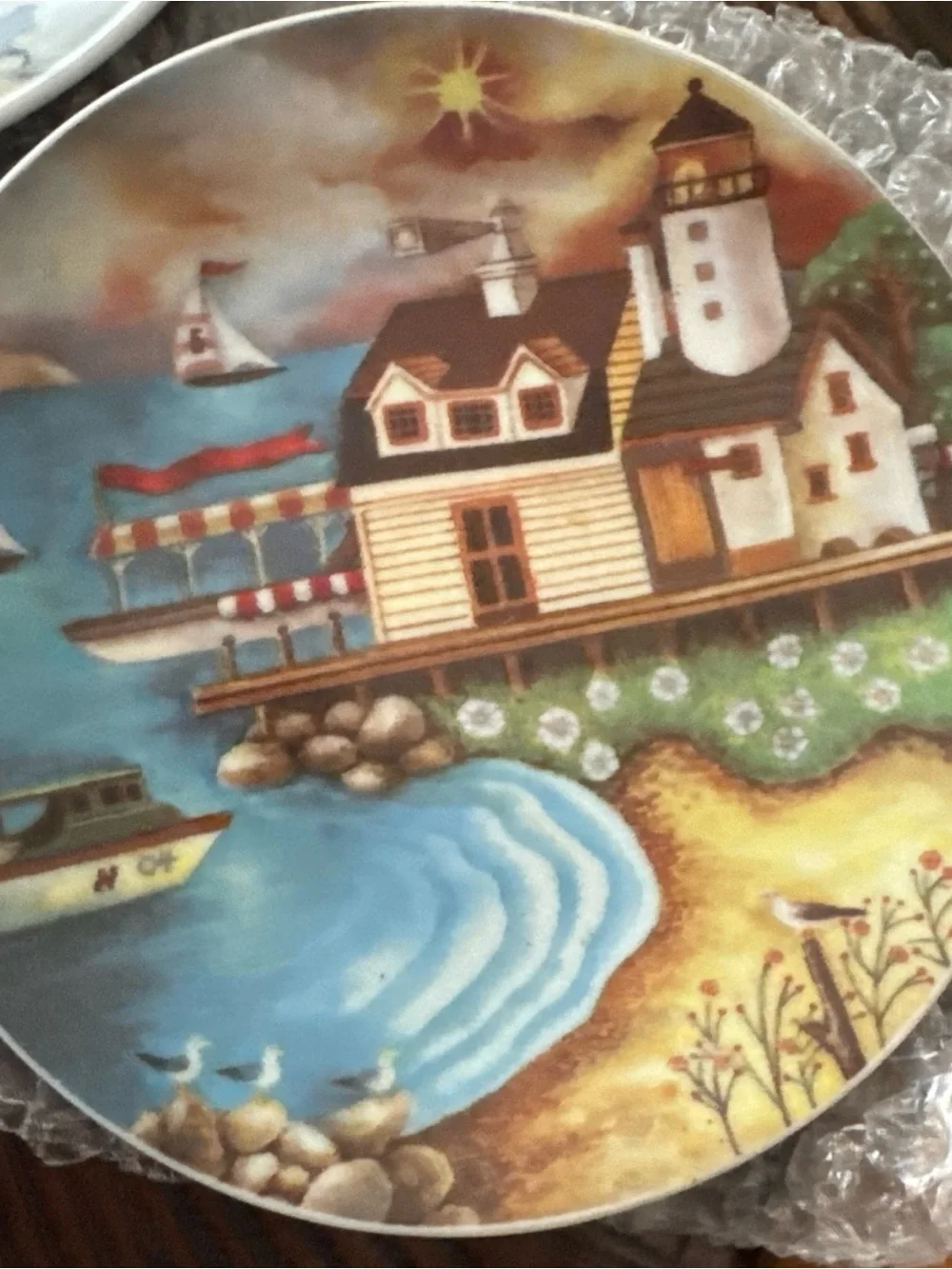 Vtg Wooden Perpetual Country Kitchen Calendar W/ Wood Tiles & Season Plates Comp